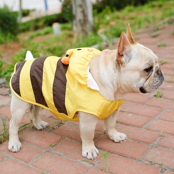 Pet Raincoat, Dog Waterproof Hoodies Rain Jacket Bee Lightweight Rain Coat for Corgi Tidy and Small Medium Dog